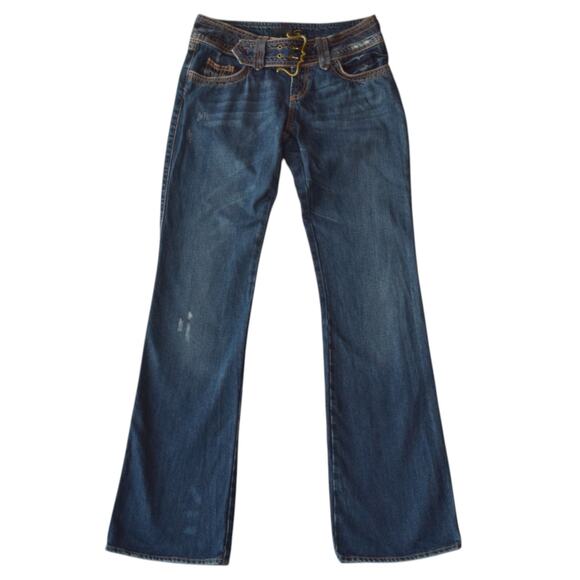Y2K Just Cavalli Flare Jeans Size 27 with Belted Waist – Low Rise Vintage Denim - Picture 1 of 7